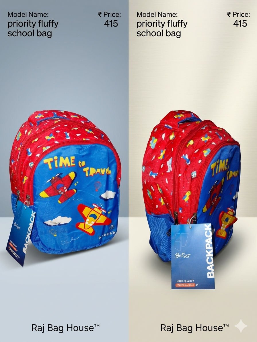 Priority Fluffy 001 School Backpack - Red / Blue