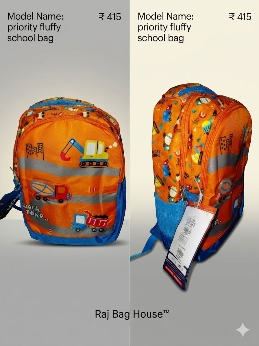 Priority Fluffy 001 School Backpack - Orange / Blue