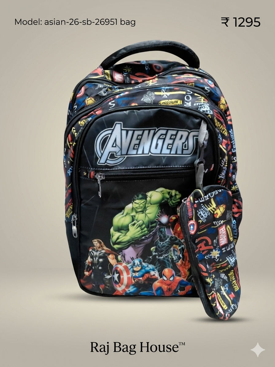 Asian 26951 Avengers Medium School Backpack – Black