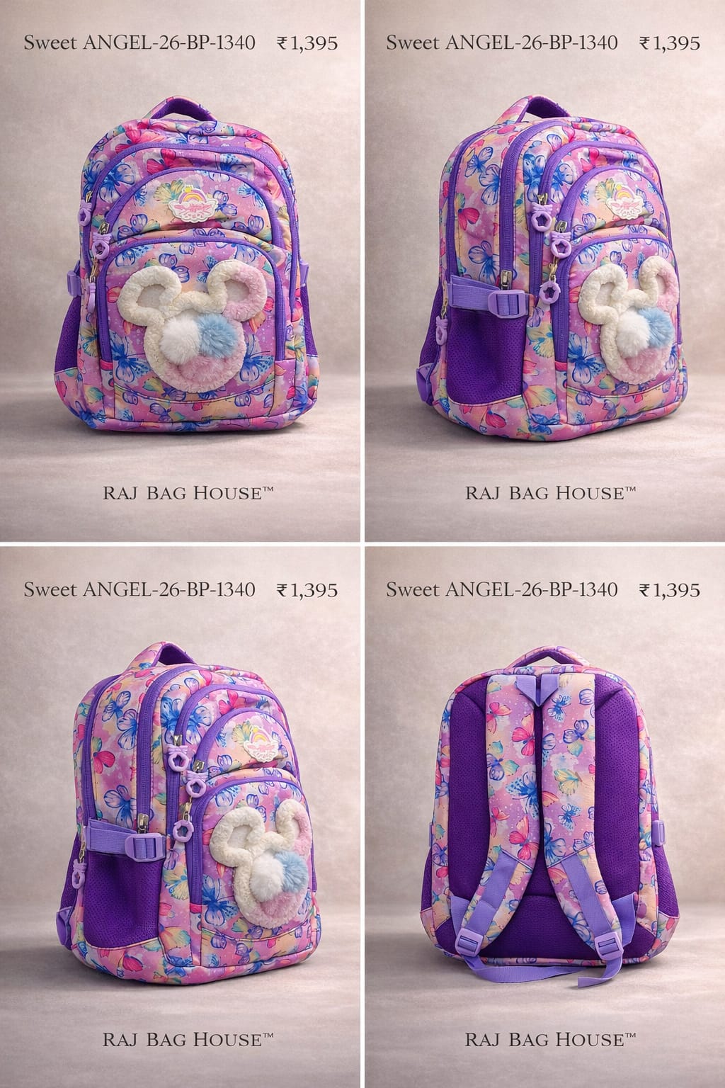 Sweet Angel 1340 Dark Large School Backpack – Dark Purple 2