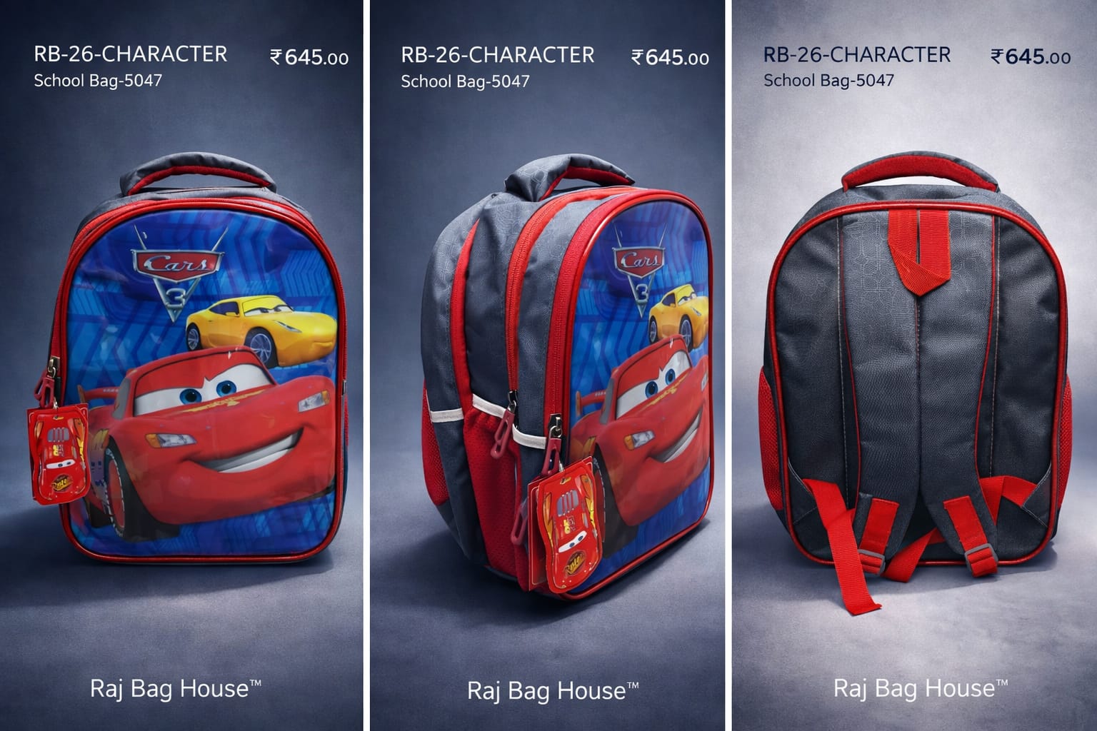 Jacky Character 5047 Large School Backpack – Red / Navy