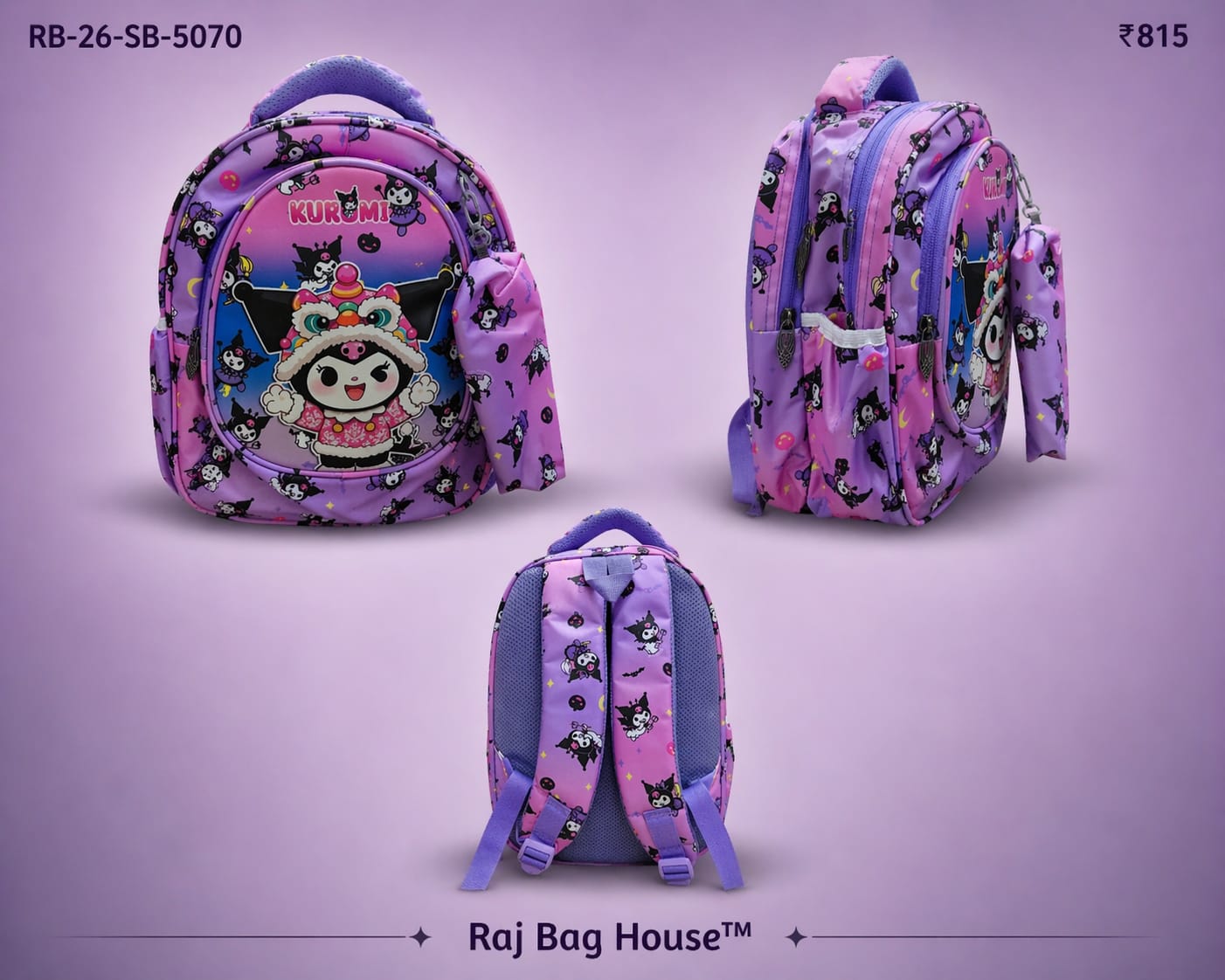 Jacky 5070 Large School Backpack – Purple / Pink