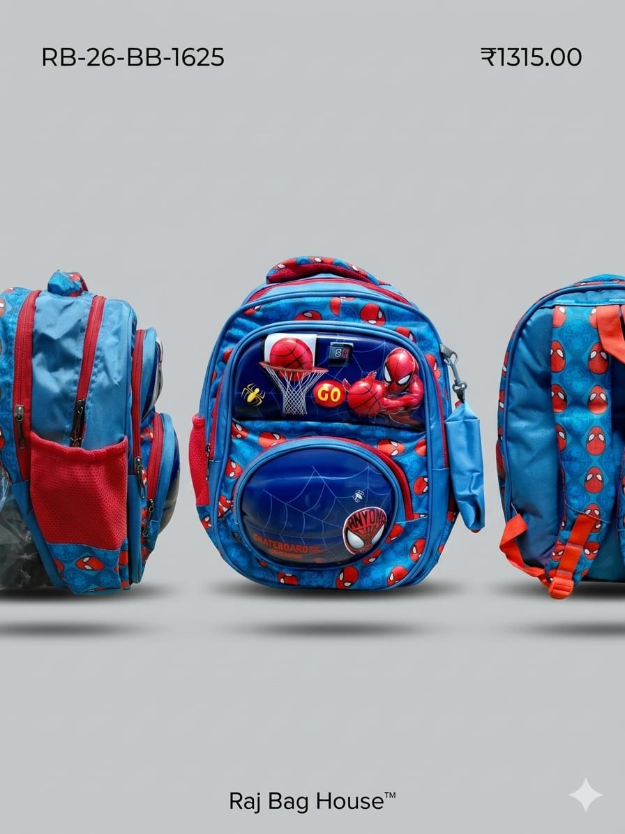 Jacky 1625 Spiderman Large School Backpack – Blue / Red