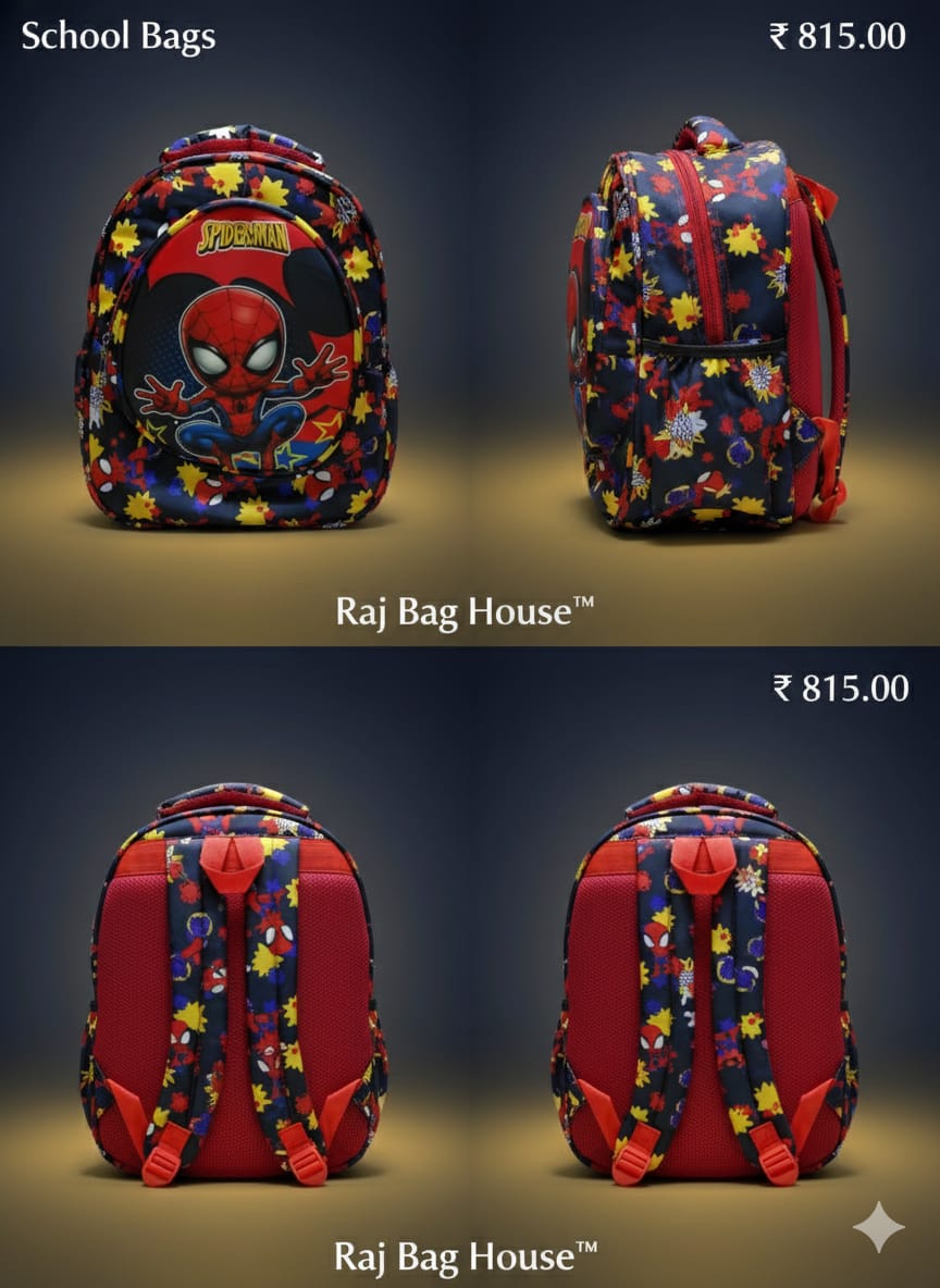Jacky 5070 Navyblue (spiderman) Large School Backpack – Navy Blue / Red