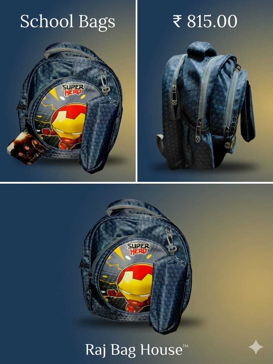 Jacky 5070 Iron Man School Backpack – Navy Blue / Black