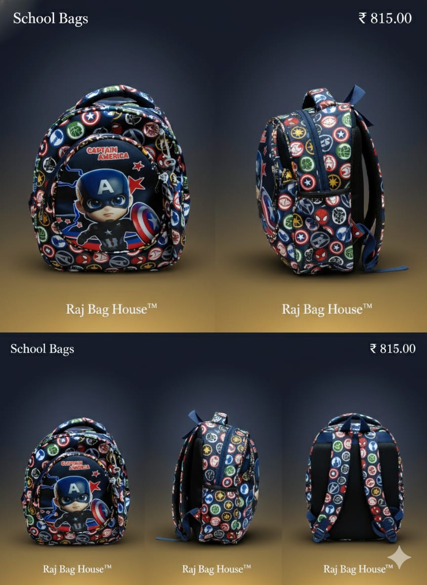 Jacky 5070 Navyblue (captain America) School Backpack – Navy Blue / Black / Multicolour