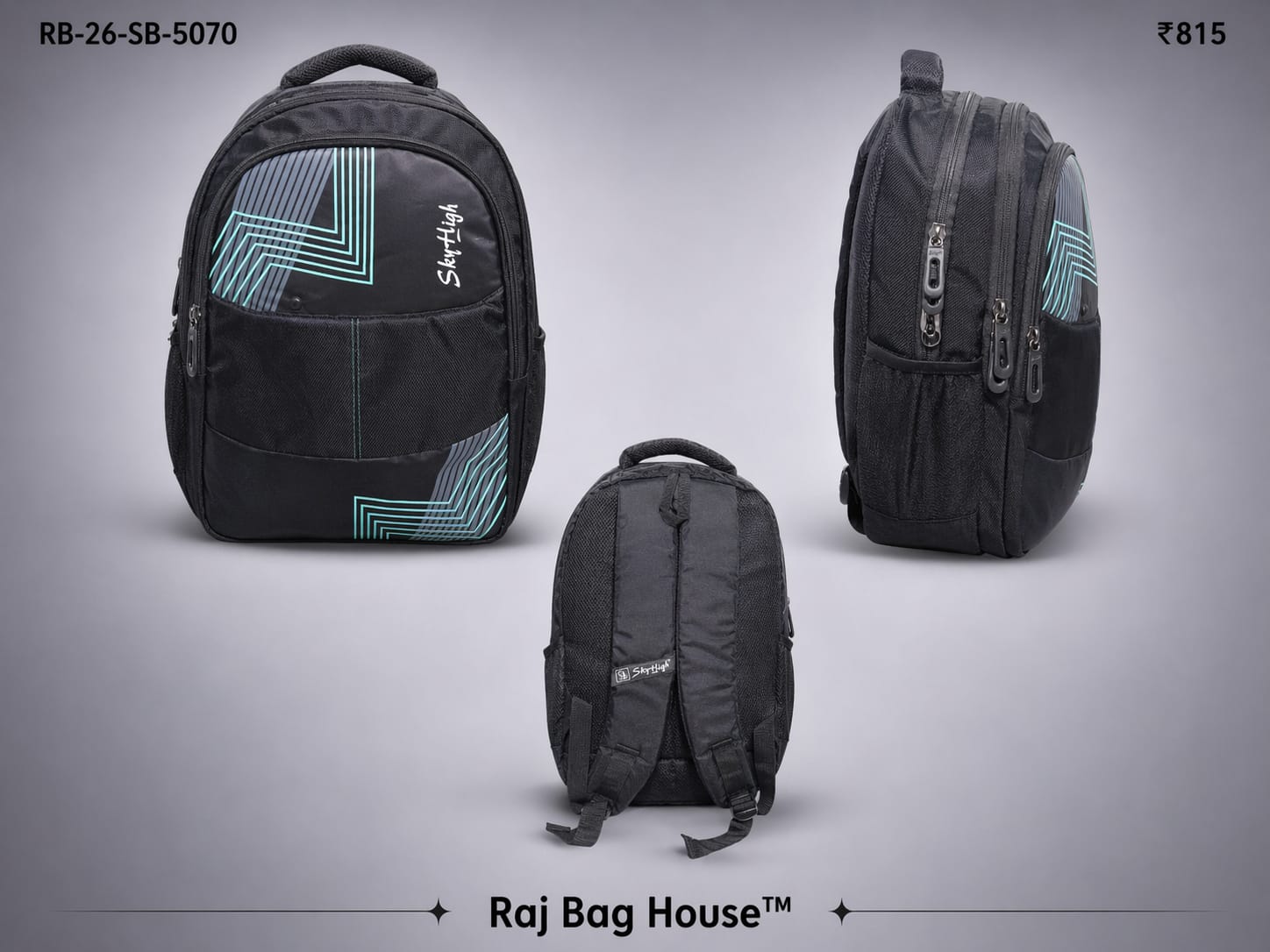 Skyhigh Sky High 0578 Large Backpack – Black / Teal / Grey 2