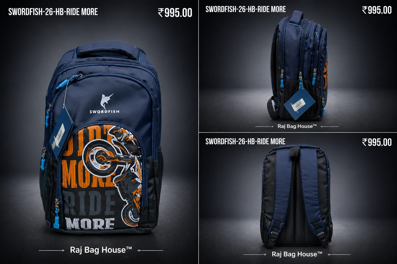 Swordfish Ridemore Large School Backpack – Navy Blue 2