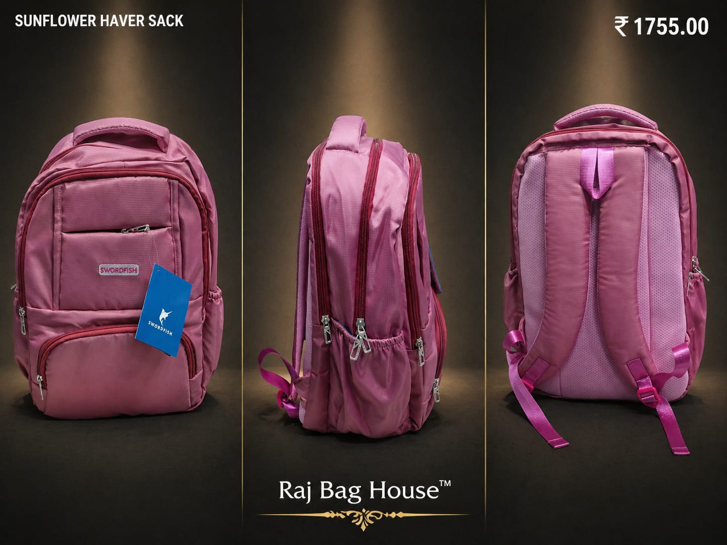 HighStyle Swordfish Sunflower Large Backpack – Dusty Pink 2