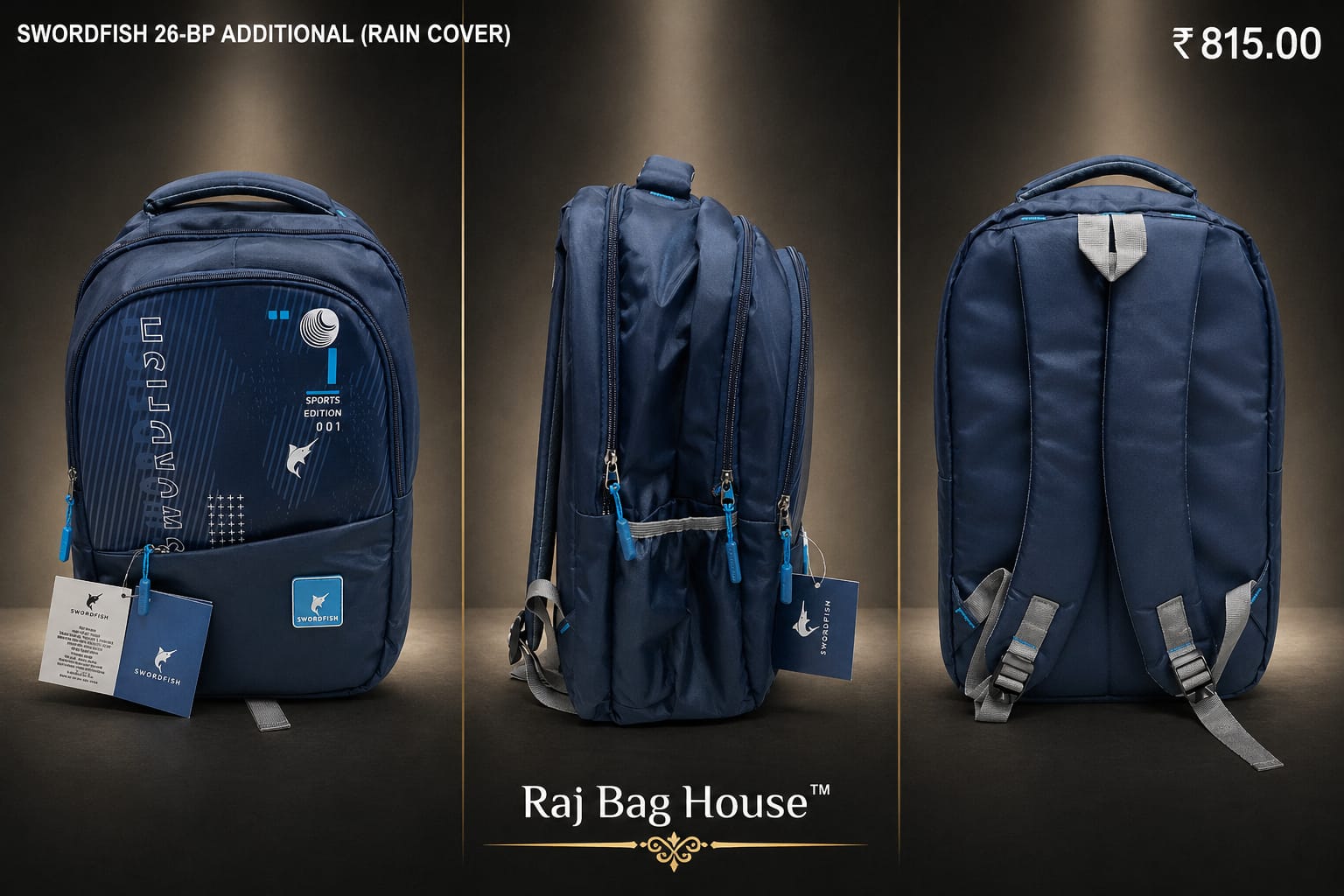 HighStyle Swordfish Addition(raincover) Small Backpack – Navy Blue 2