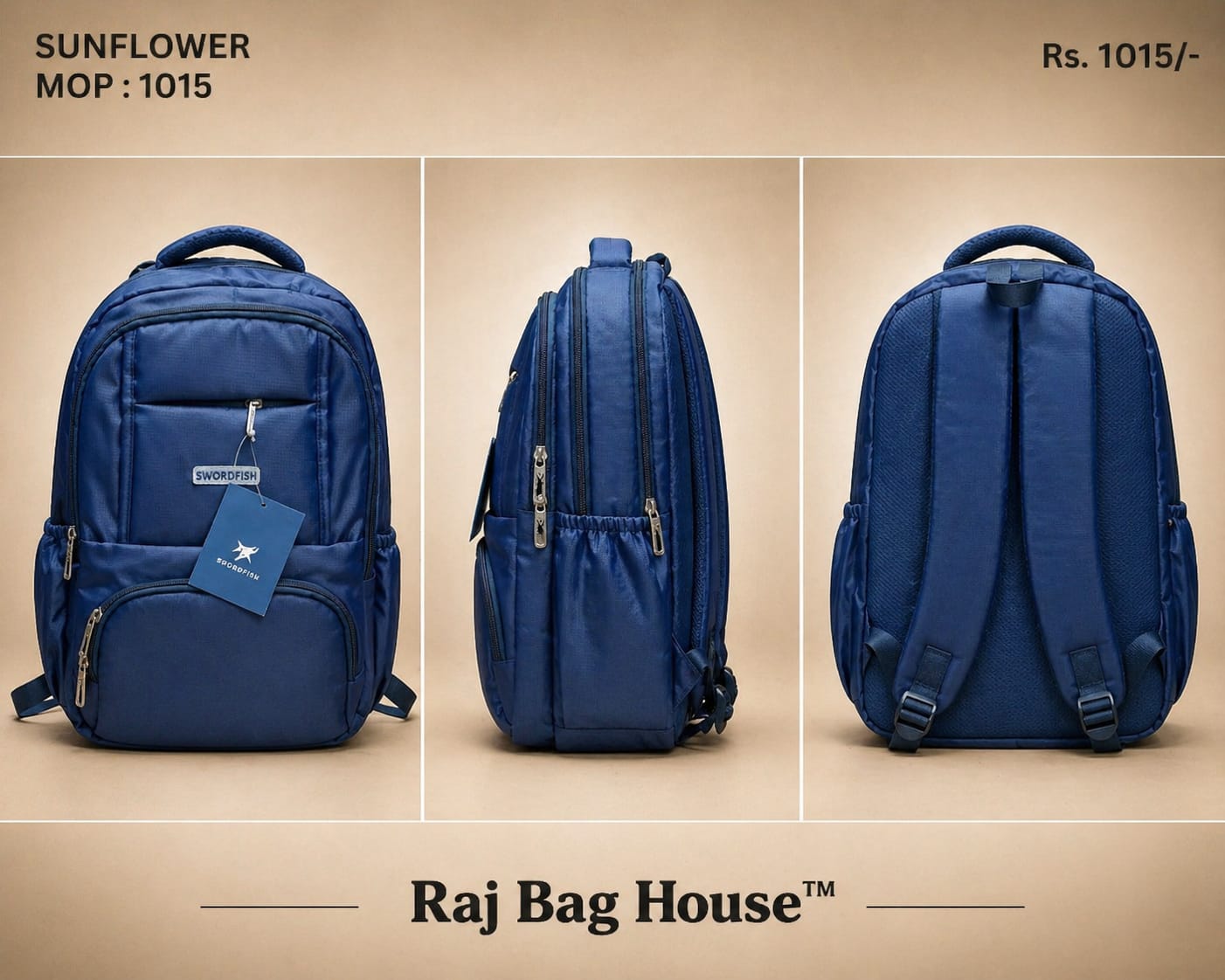 HighStyle Swordfish Sunflower Navyblue Large Backpack – Navy Blue 2