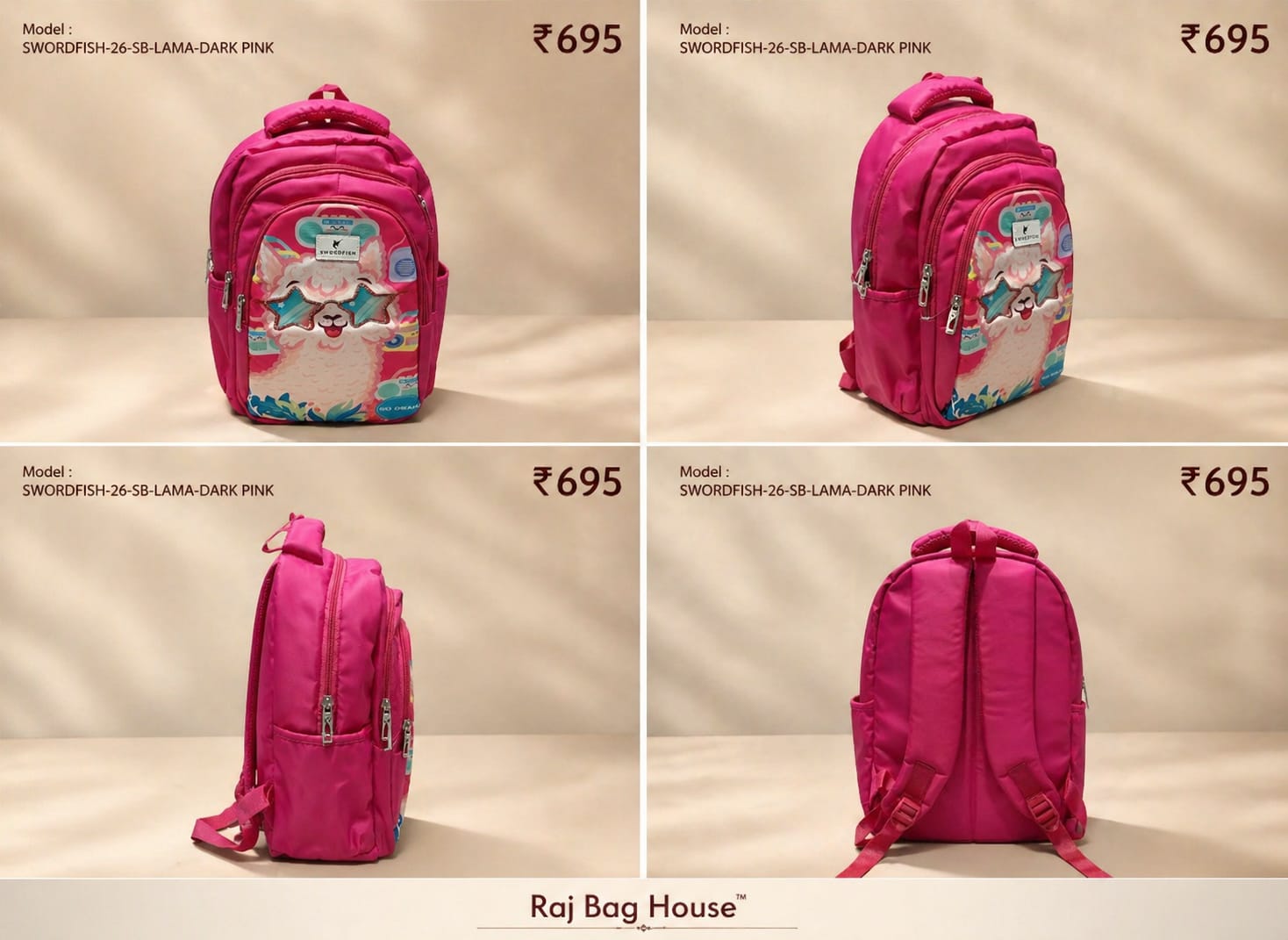 HighStyle Swordfish Lama Darkpink Large School Backpack – Dark Pink 2