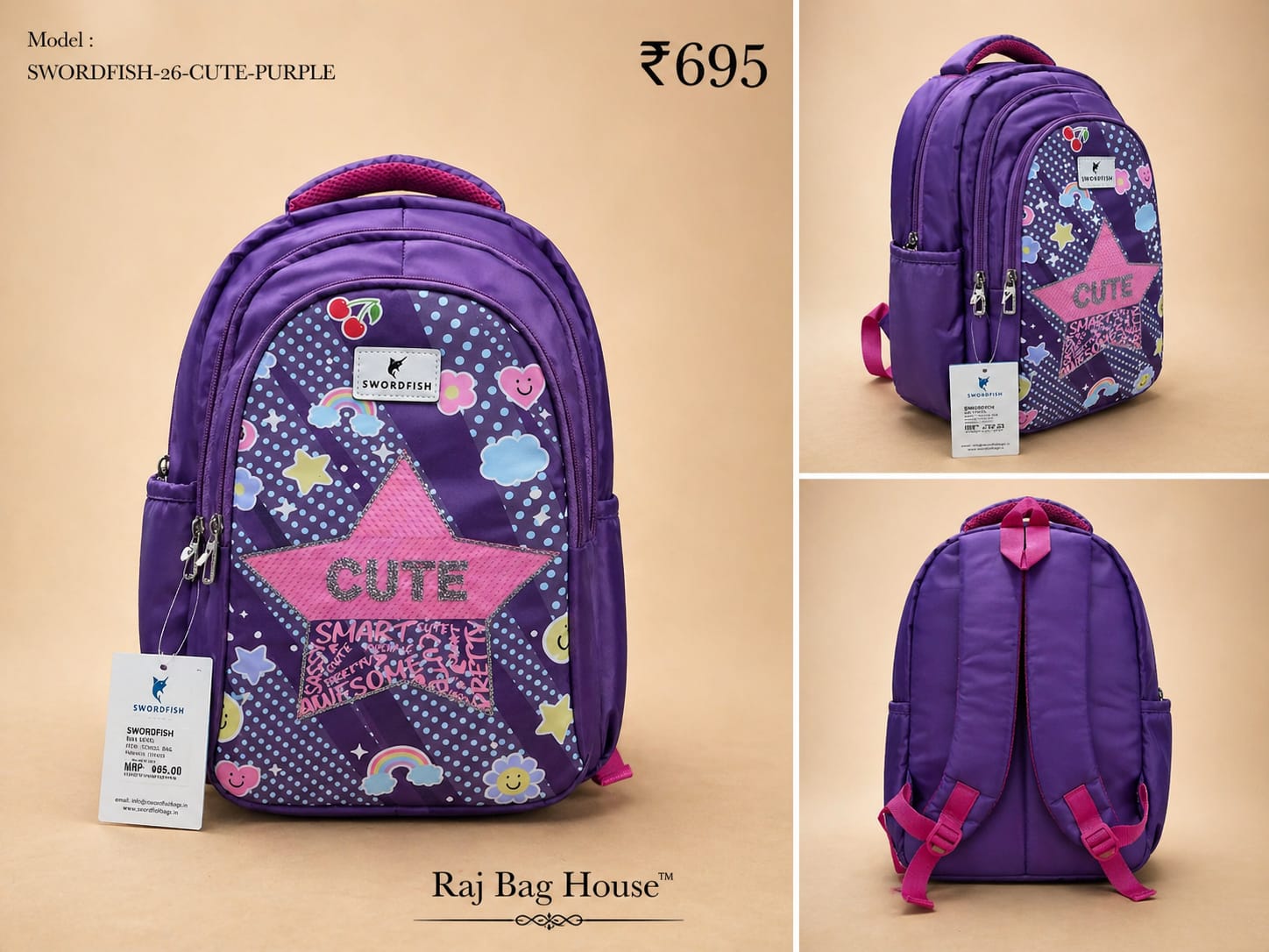 Highstyle School Backpack Cute - Purple