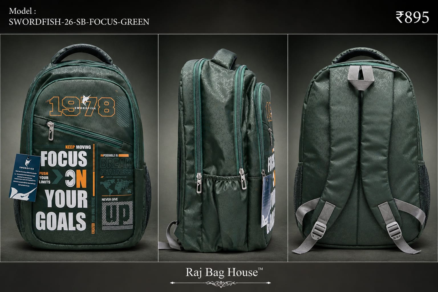 HighStyle Swordfish Focus Large Backpack – Dark Green 2