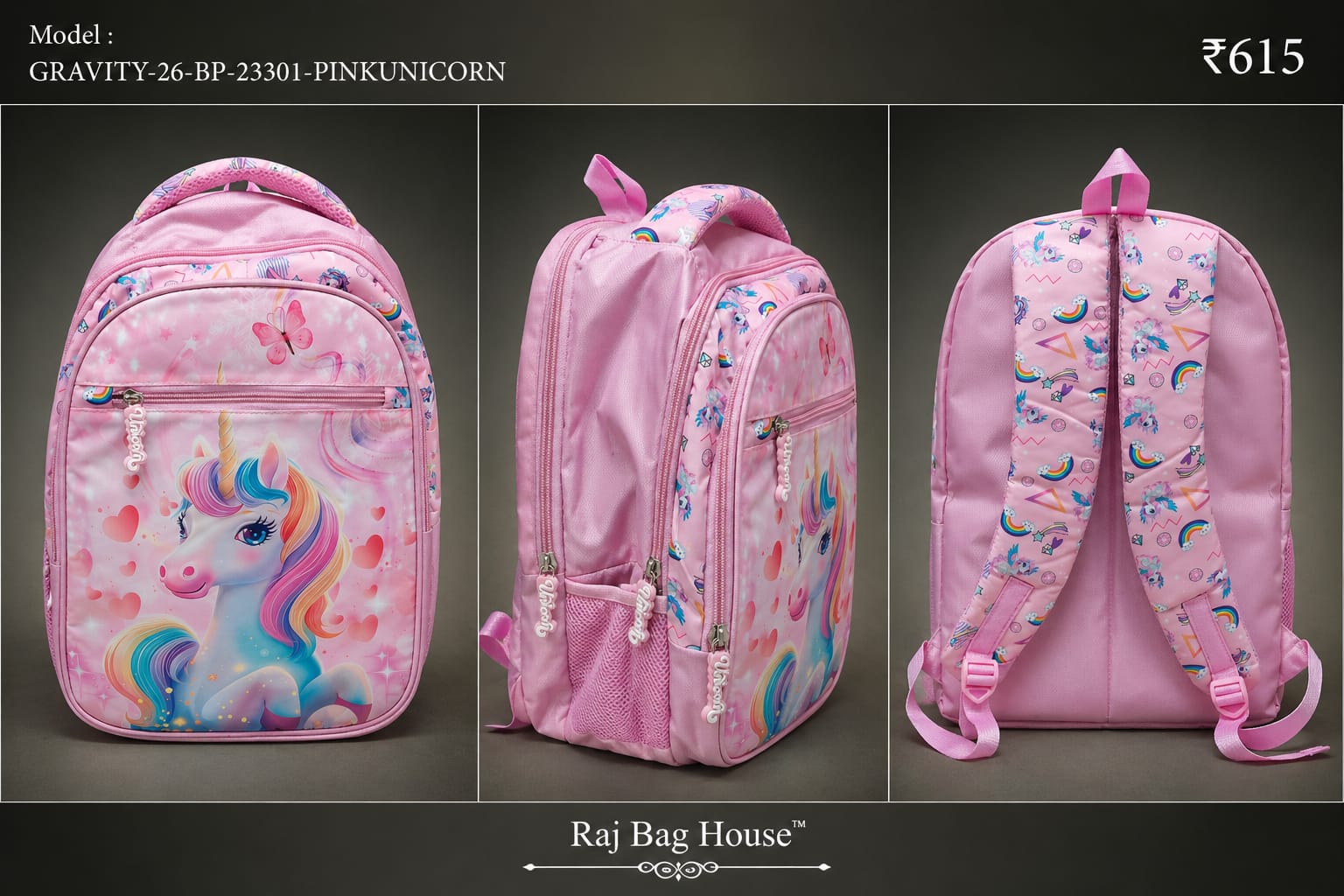 Highstyle School Backpack 23001 - Pink Unicorn