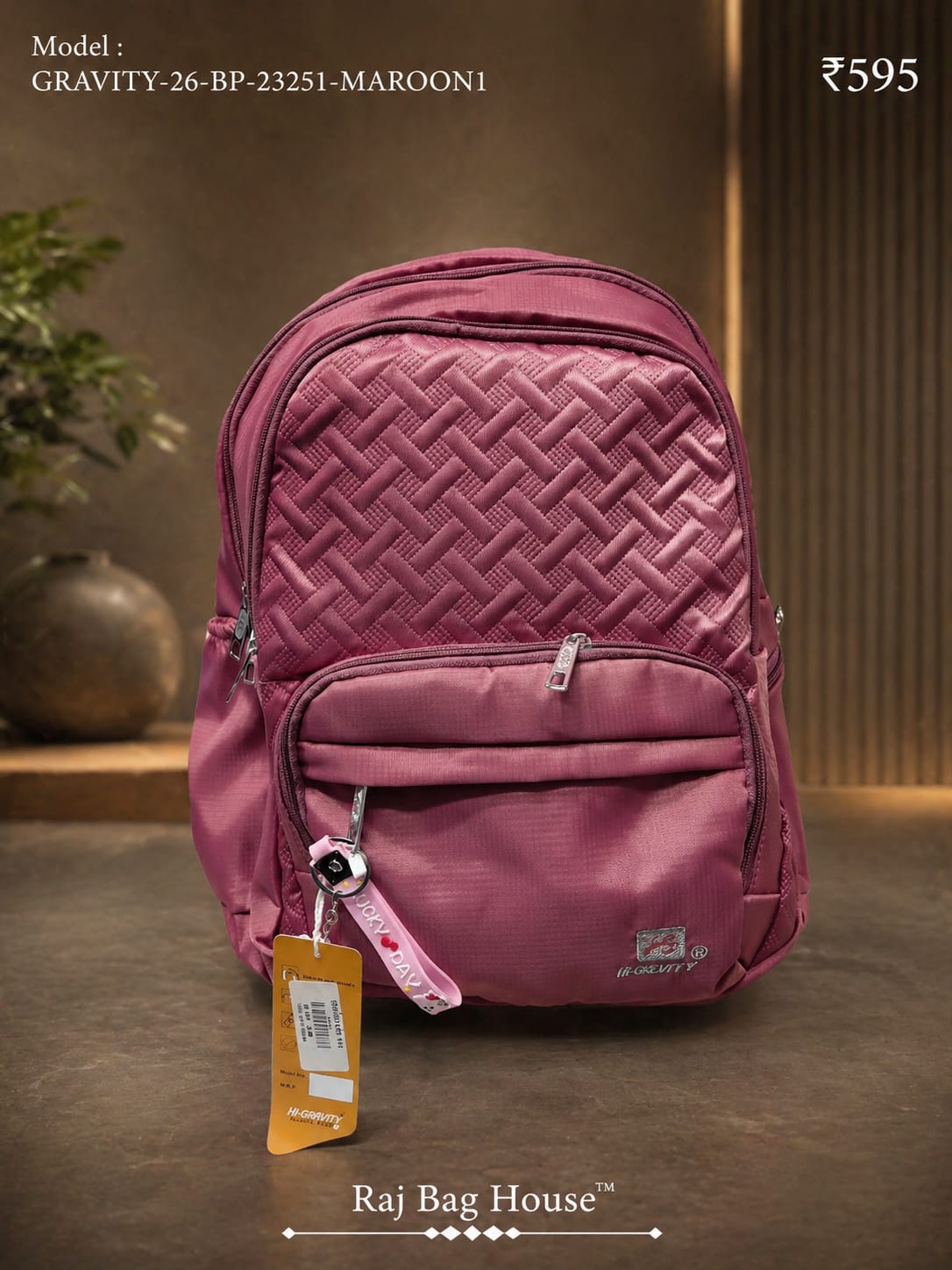 Highstyle Backpack GRAVITY-26-BP-23251 - Maroon