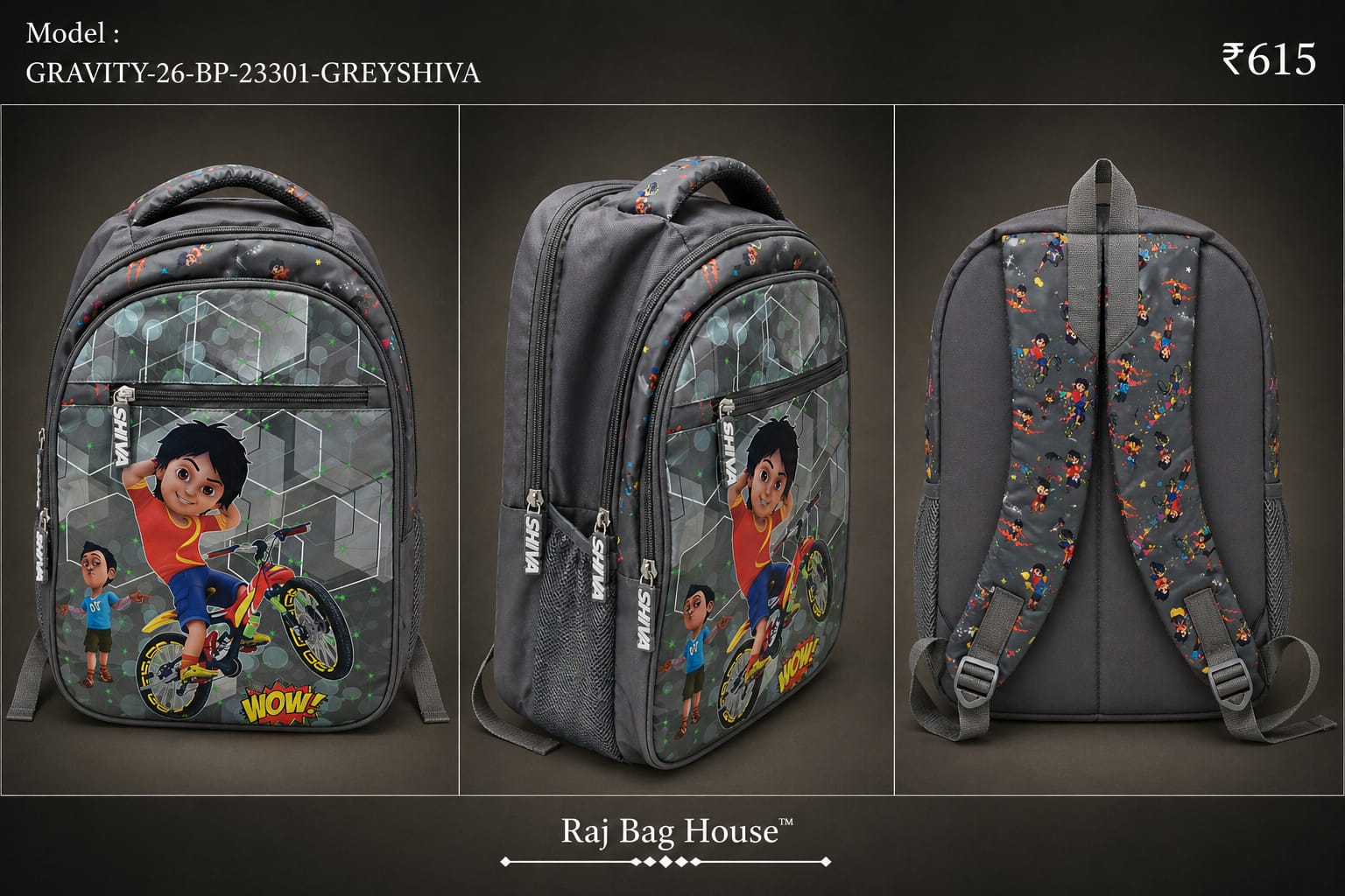Highstyle School Backpack GR-BP-23001 - Grey