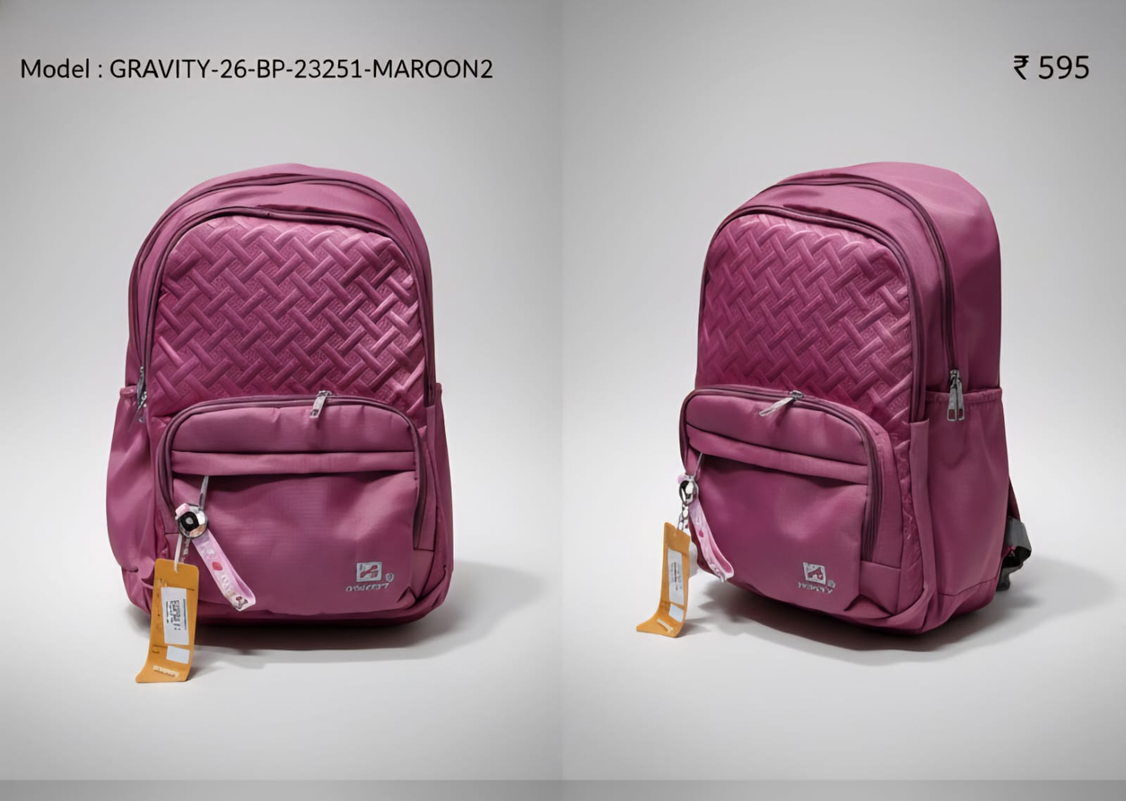 HighStyle Gravity26bp 23251 3 Down Pockets Small Backpack – Maroon 2
