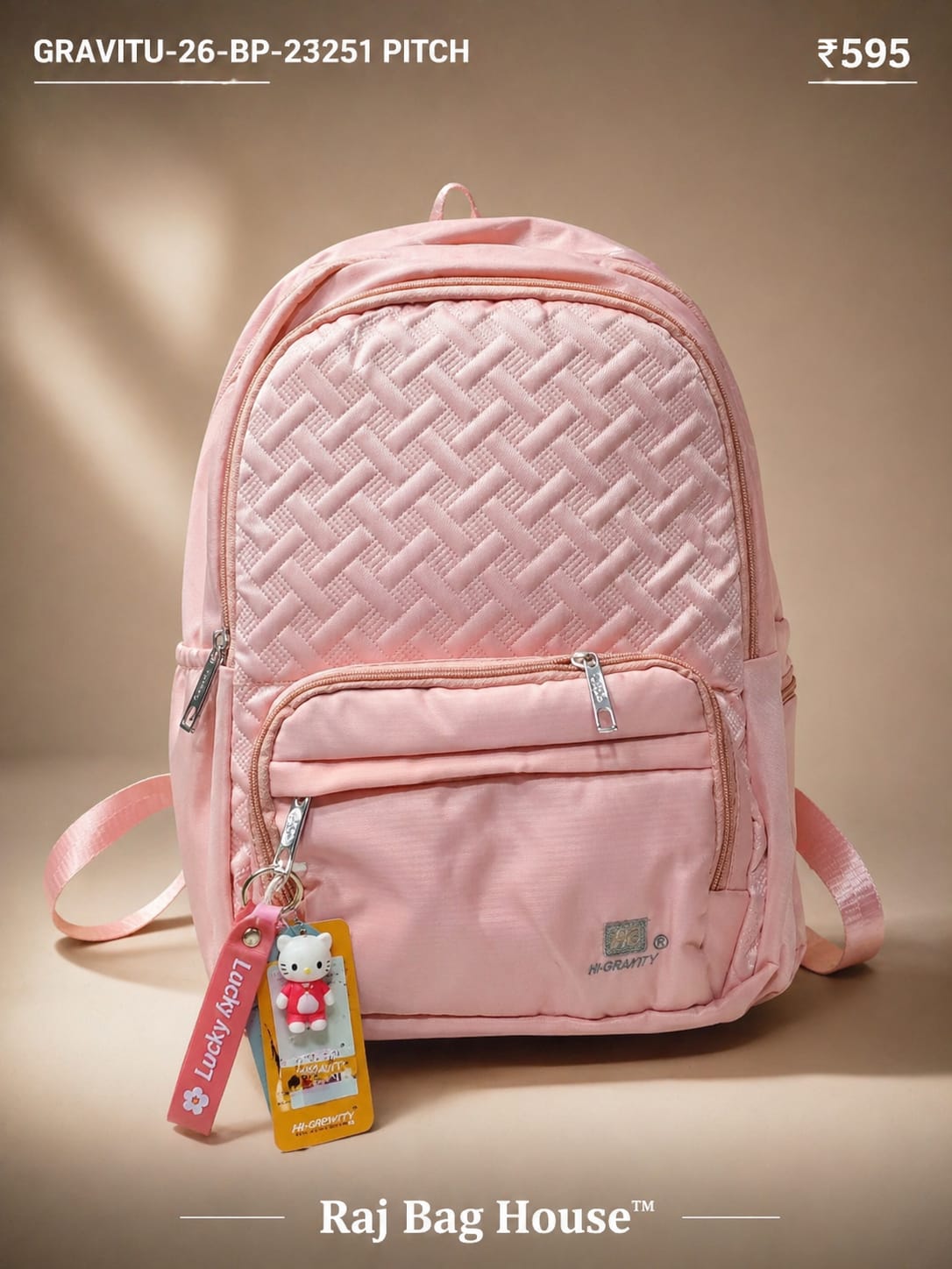 Highstyle Backpack GRAVITY-26-BP-23251 - Peach Pink
