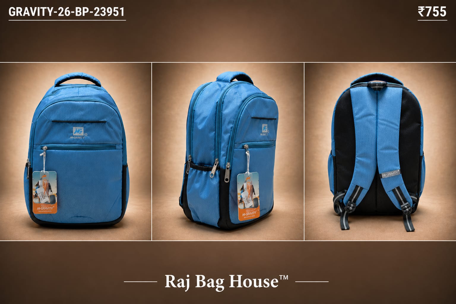 Highstyle Backpack GRAVITY-26-BP-23951 - Blue / Black