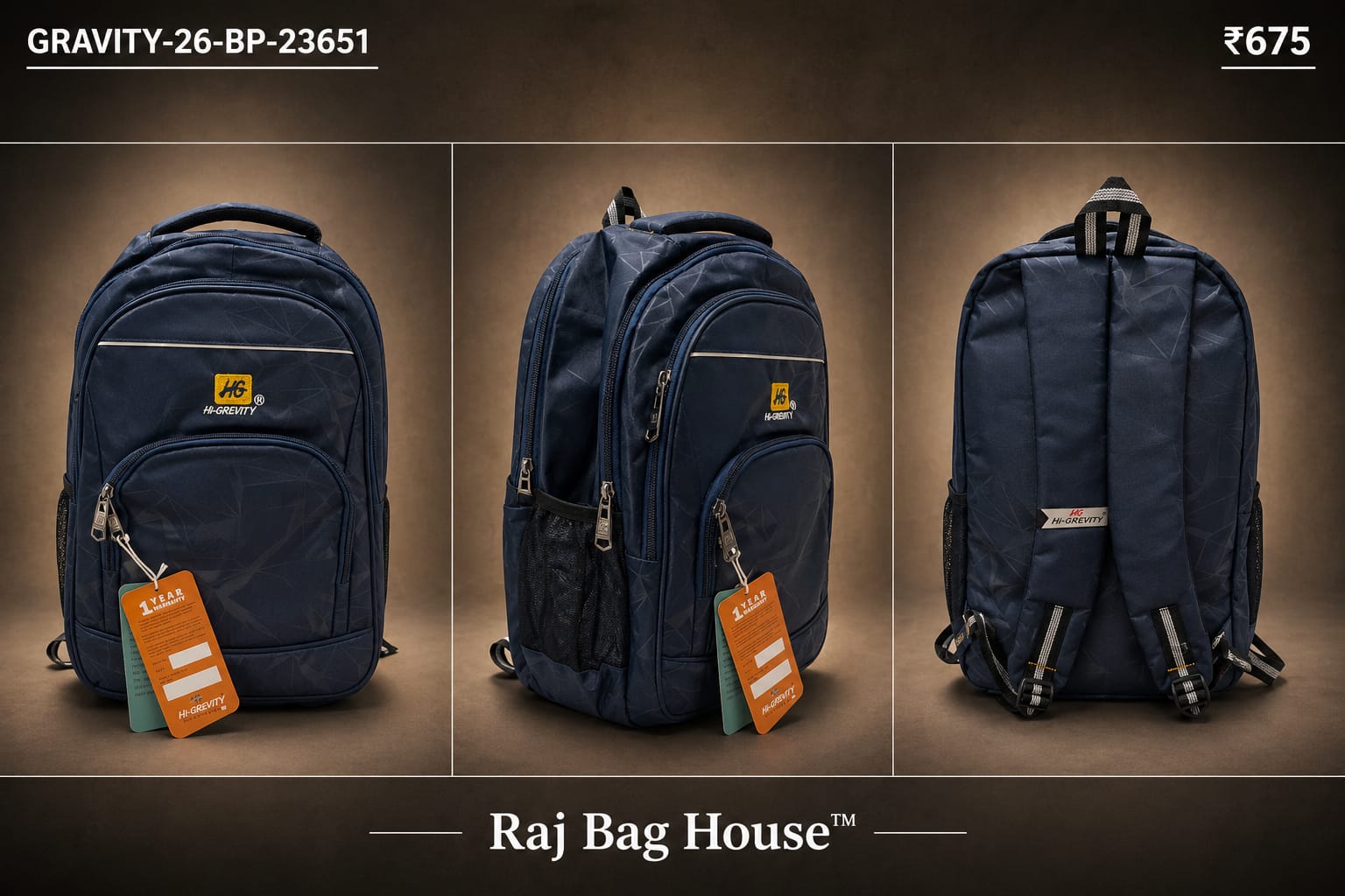 HighStyle Backpack GRAVITY-26-BP-23651 - Navy Blue