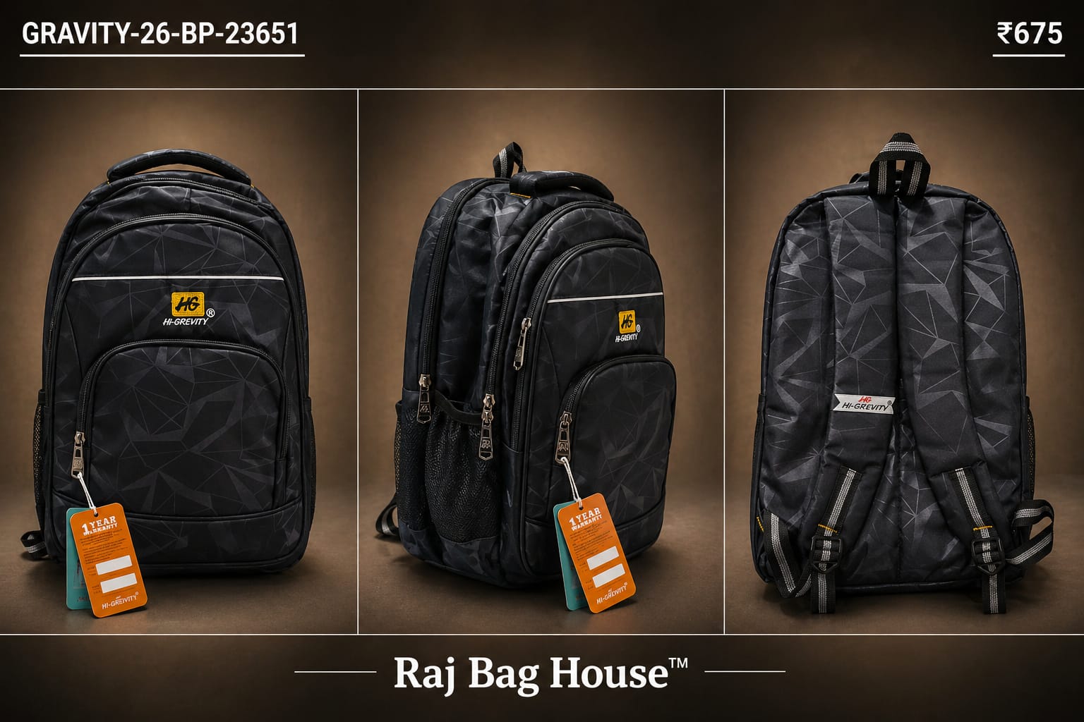 HighStyle Backpack GRAVITY-26-BP-23651 - Black