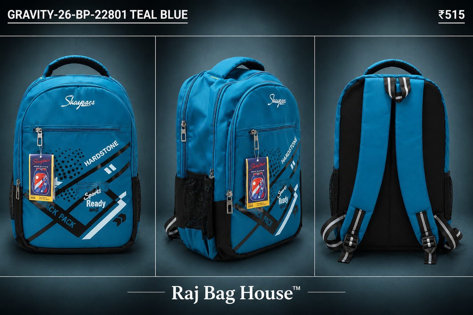 HighStyle Backpack GRAVITY-26-BP-22801 - Teal Blue