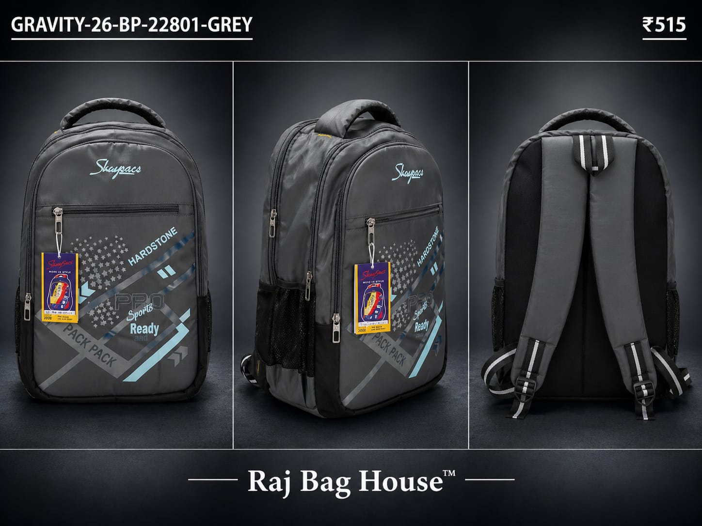 HighStyle Backpack GRAVITY-26-BP-22801 - Grey