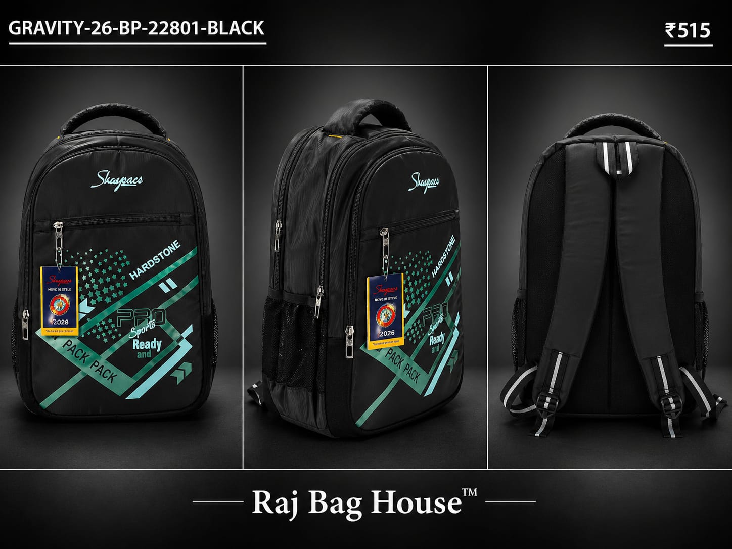 HighStyle Backpack GRAVITY-26-BP-22801 - Black