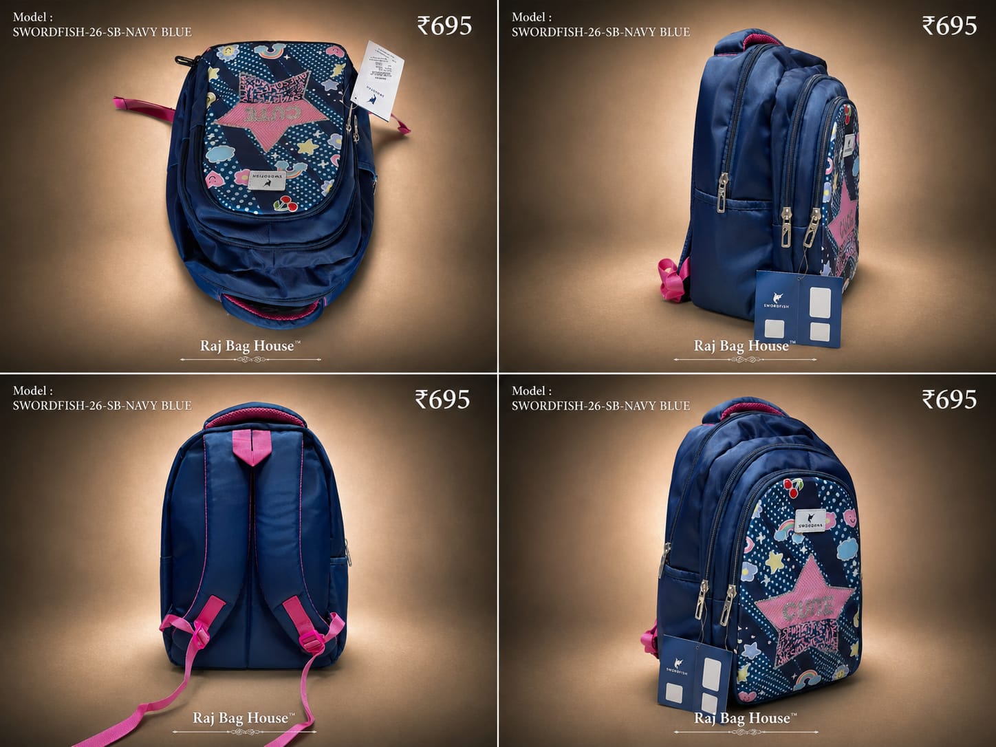 HighStyle Swordfisg Cute Navyblue Large School Backpack 2