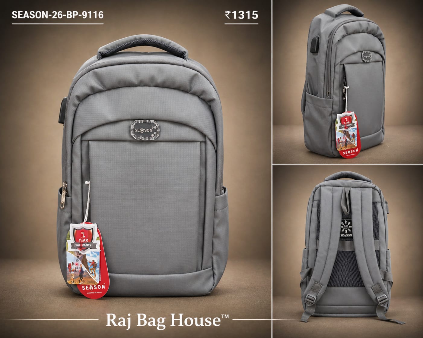 Season Backpack 26 BP 9116 - Grey / Black