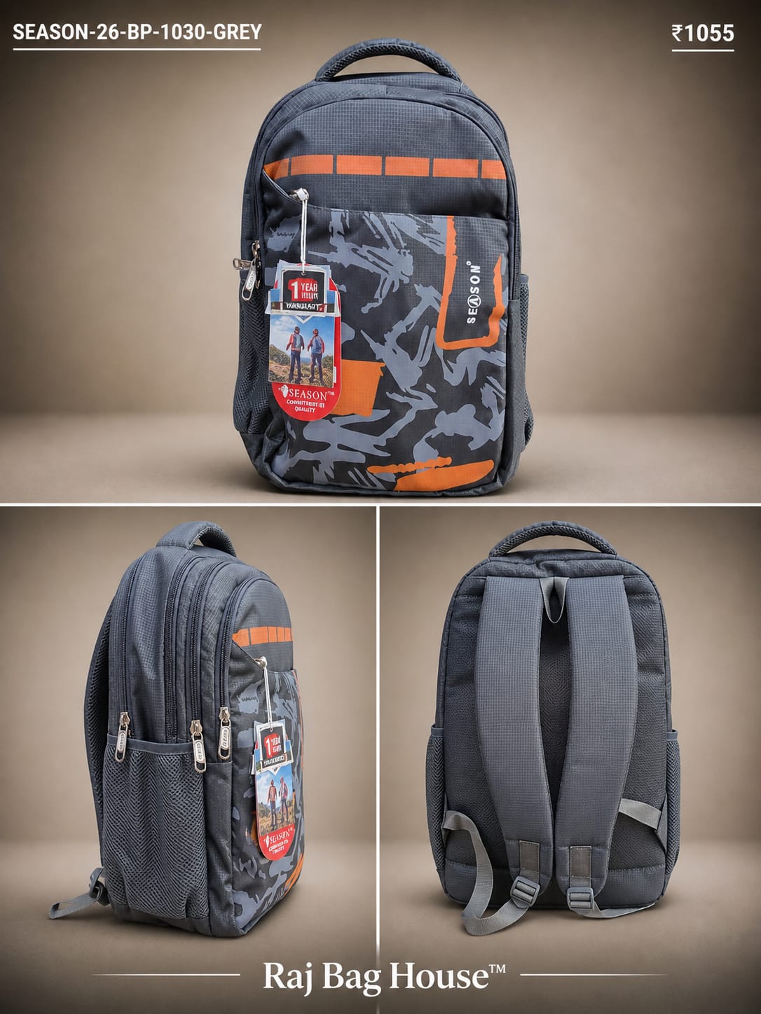HighStyle Season 1030 Small Backpack – Grey 2