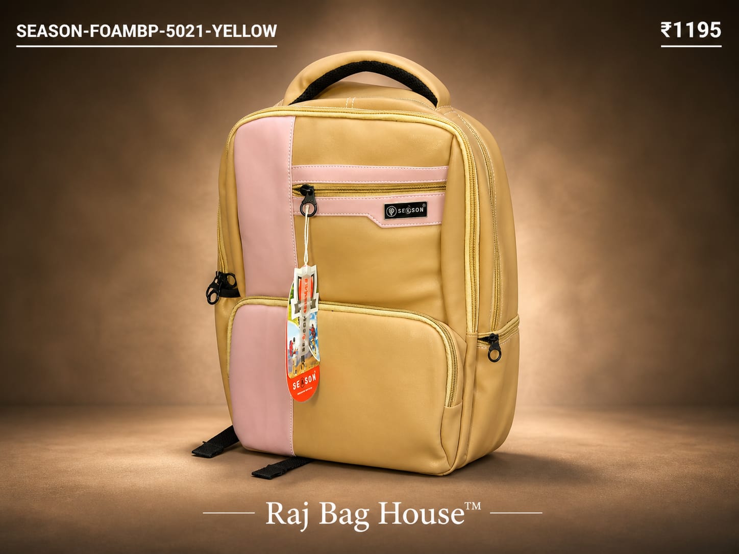 HighStyle Backpack SEASON-FOAMBP-5021 - Mustard Yellow / Soft Pink