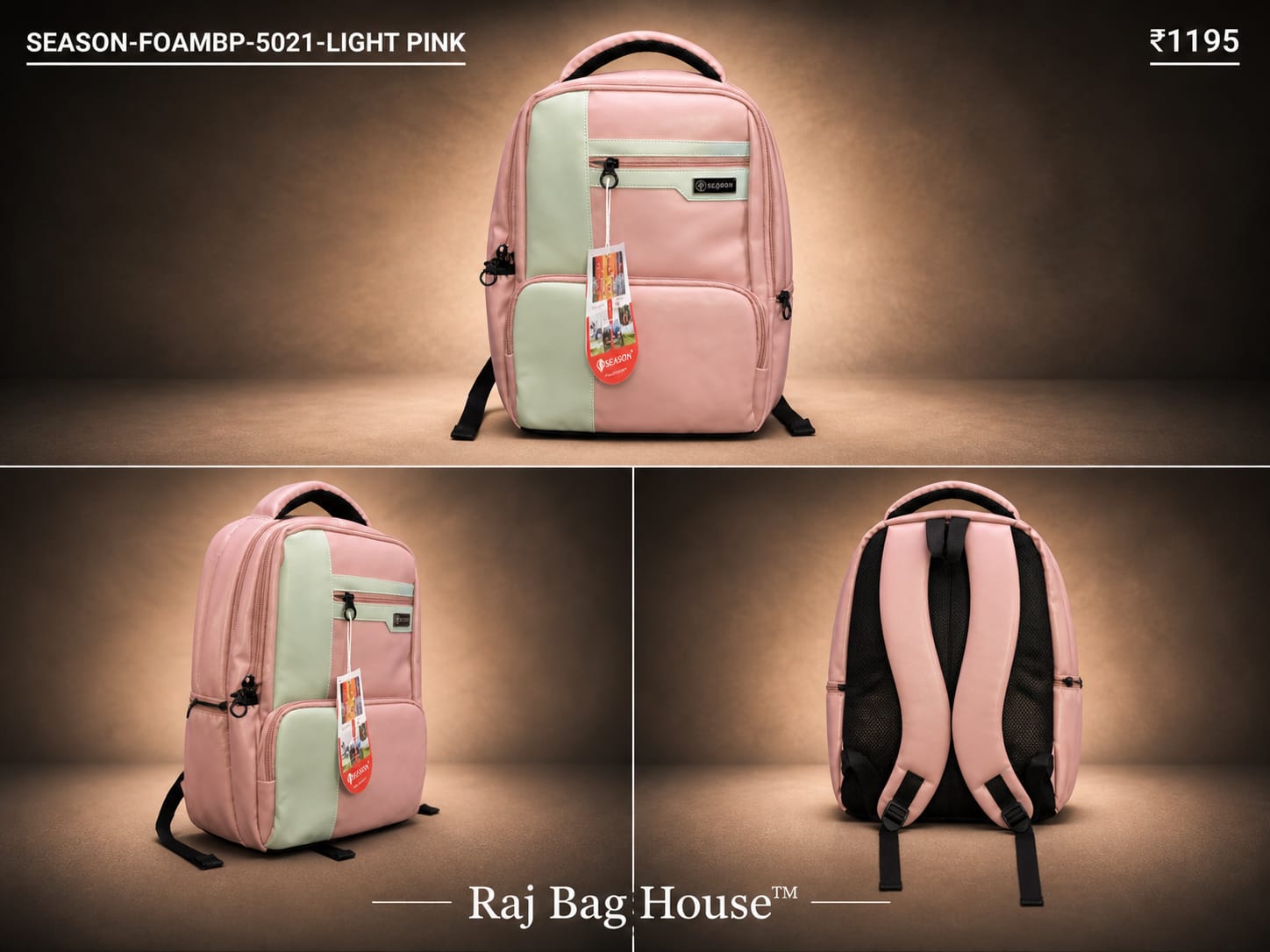 HighStyle Backpack SEASON-FOAMBP-5021 - Light Pink / Mint Green