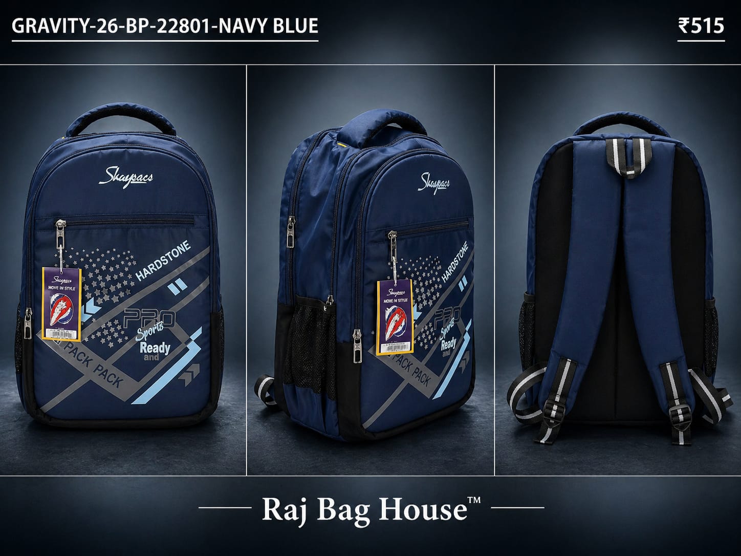 HighStyle Backpack GRAVITY-26-BP-22801 - Navy Blue