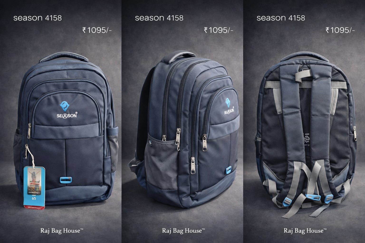 Season Season 4158 Large Backpack – Navy Blue 2