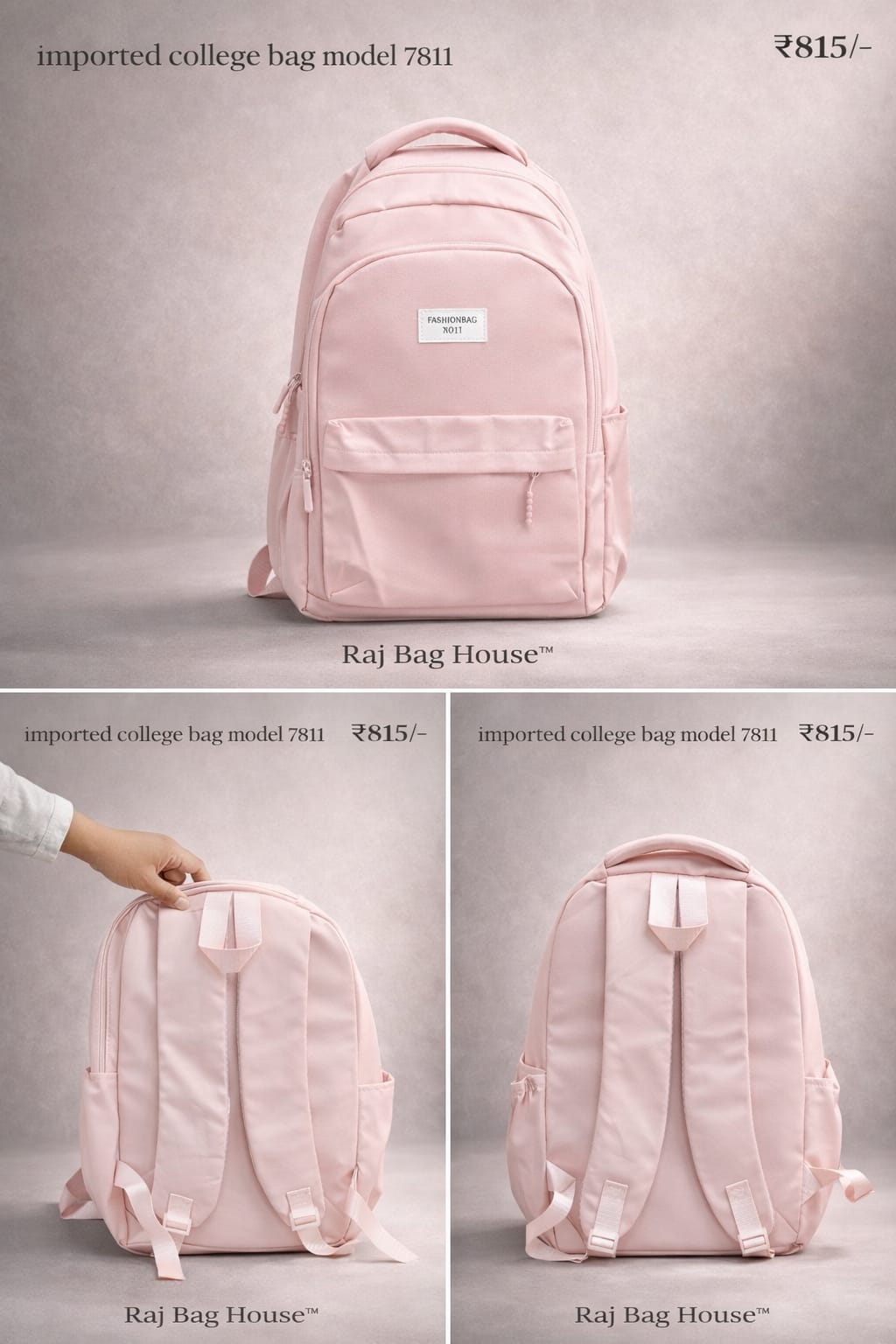 Imported Imported Model 7811 Large College Backpack – Pink 2