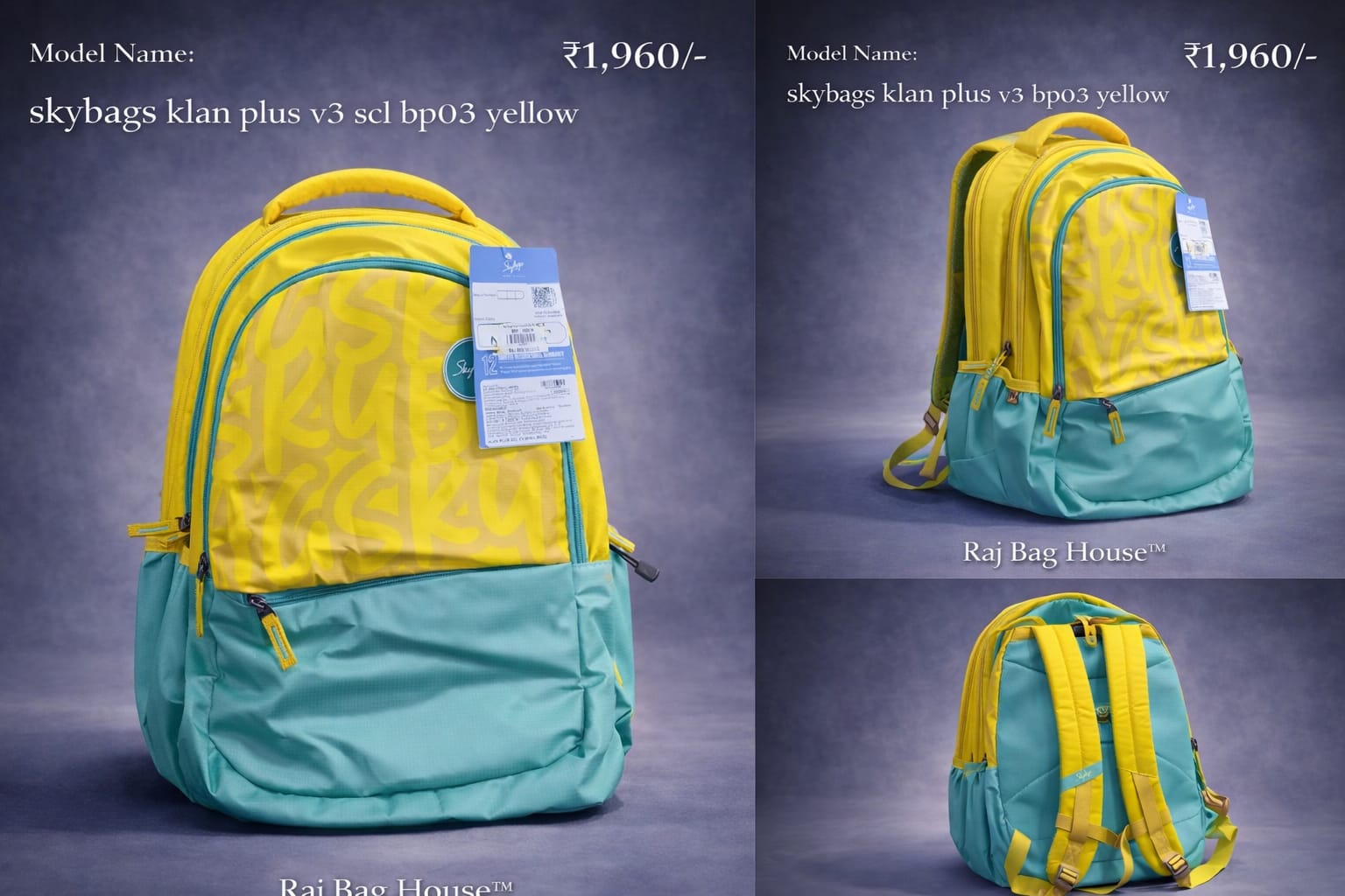 Skybags Skybags Klan Plus V3 Scl 03 Small School Backpack – Yellow / Aqua 2