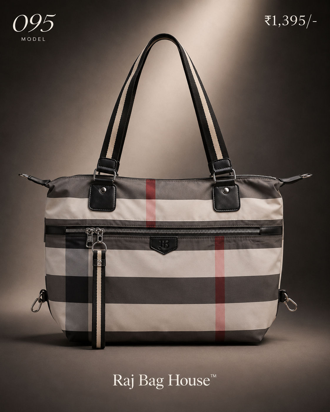 Imported Model 095 Large Tote Bag – Beige / Black / Grey / Red