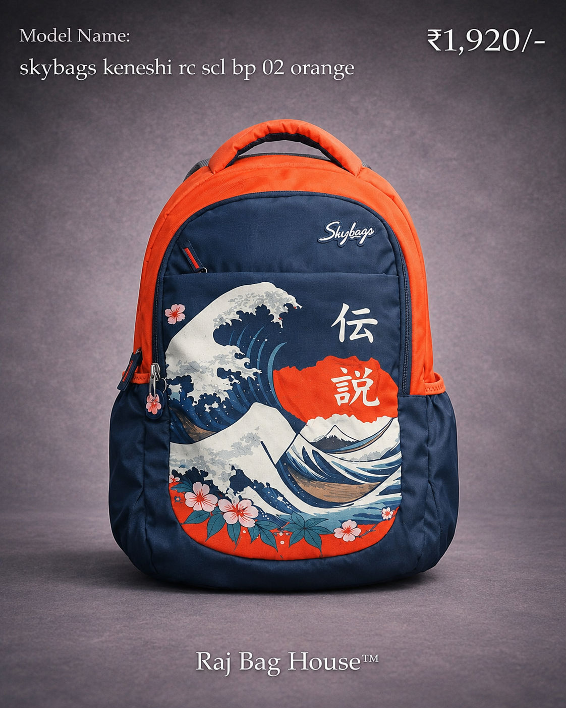 Skybags Skybags Keneshi Rc Scl 02 School Backpack – Navy Blue / Orange