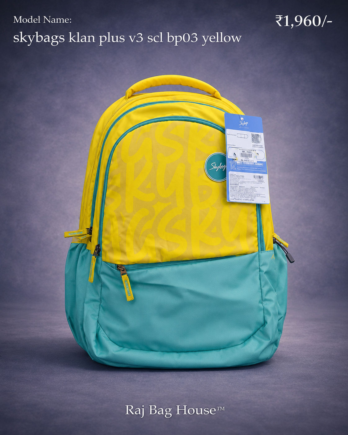 Skybags Skybags Klan Plus V3 Scl 03 Small School Backpack – Yellow / Aqua