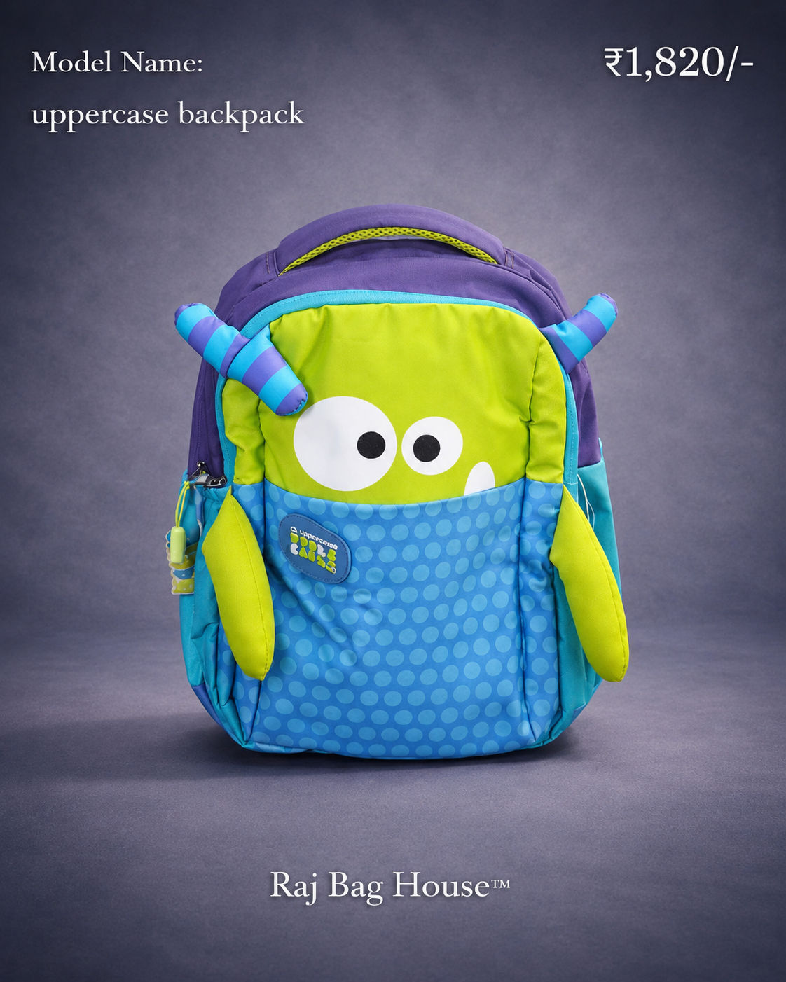 Uppercase Uppercase Atlas Large School Backpack – Purple / Blue / Lime Green