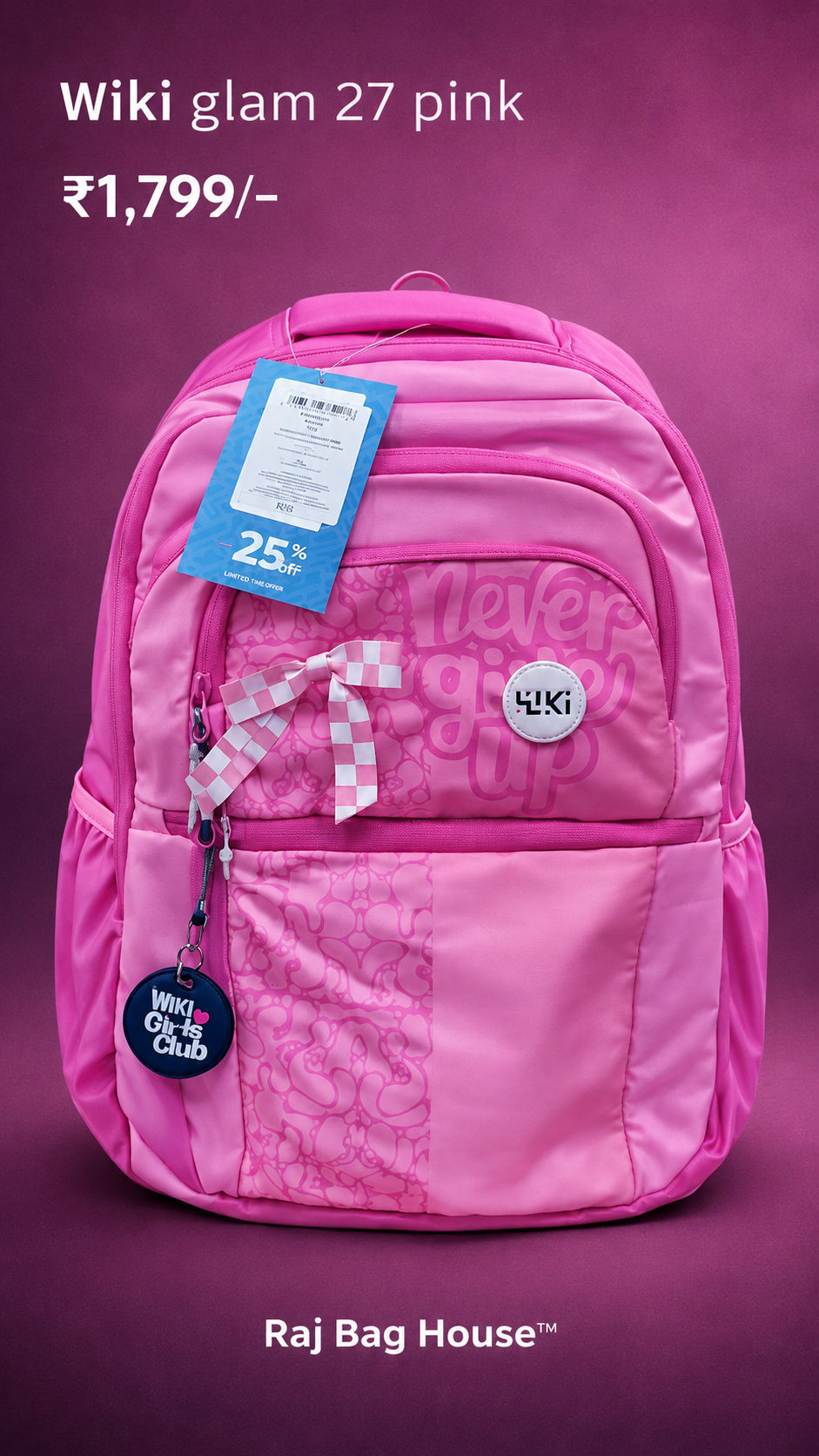 Wildcraft Wiki Glam Backpack - Pink