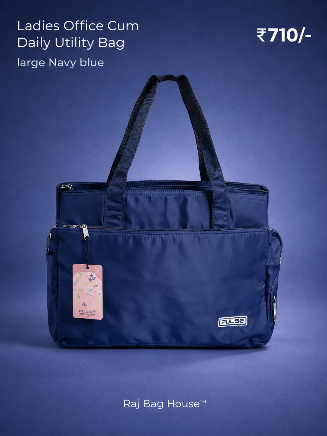 Pulse Pulse Womens Multiutility Model 7539 2 Large Tote Bag – Blue