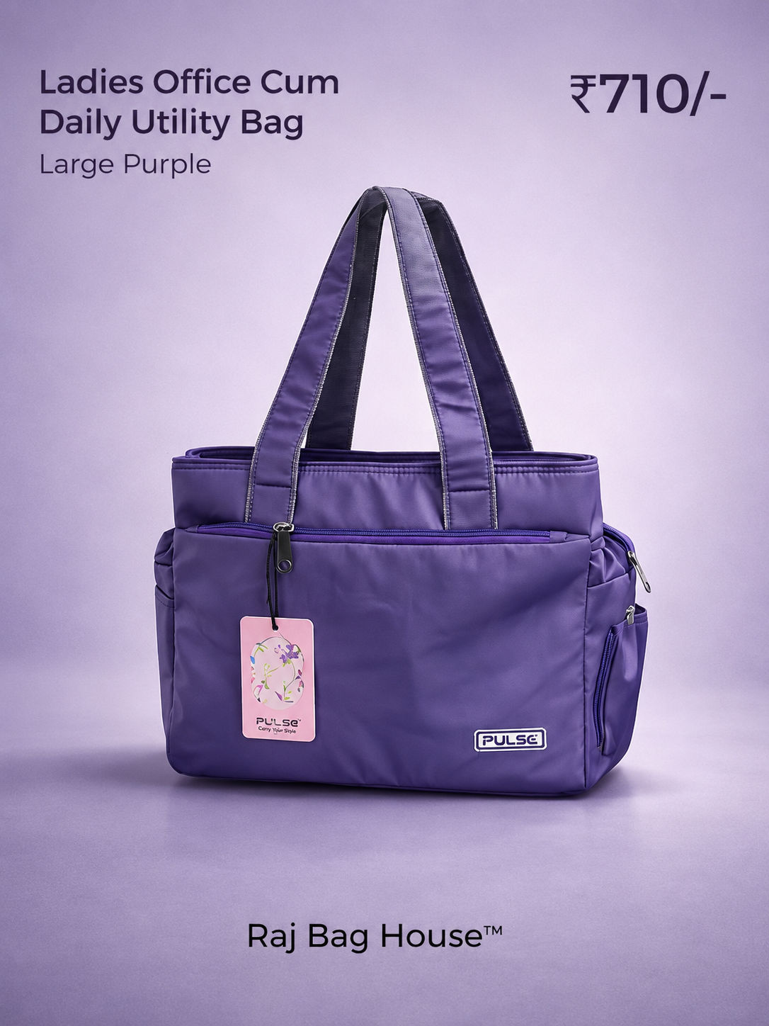 Pulse Pulse Womens Multiutility Model 7539 2 Large Tote Bag – Purple