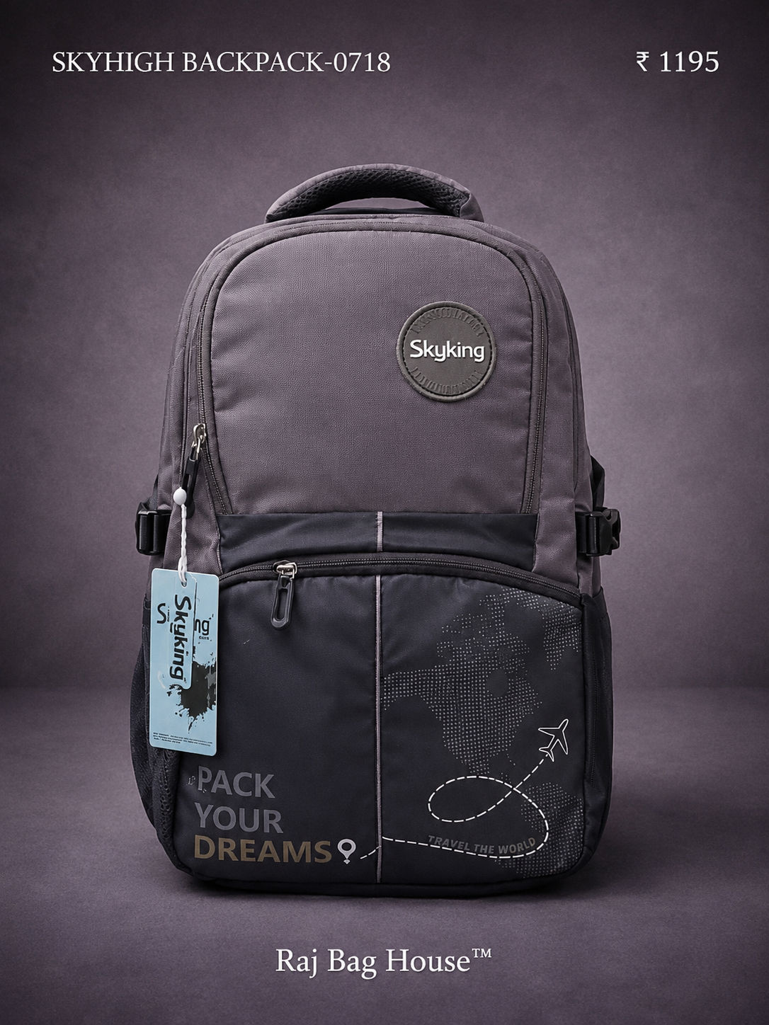 Skyhigh School Backpack 0718 - Black / Light Brown