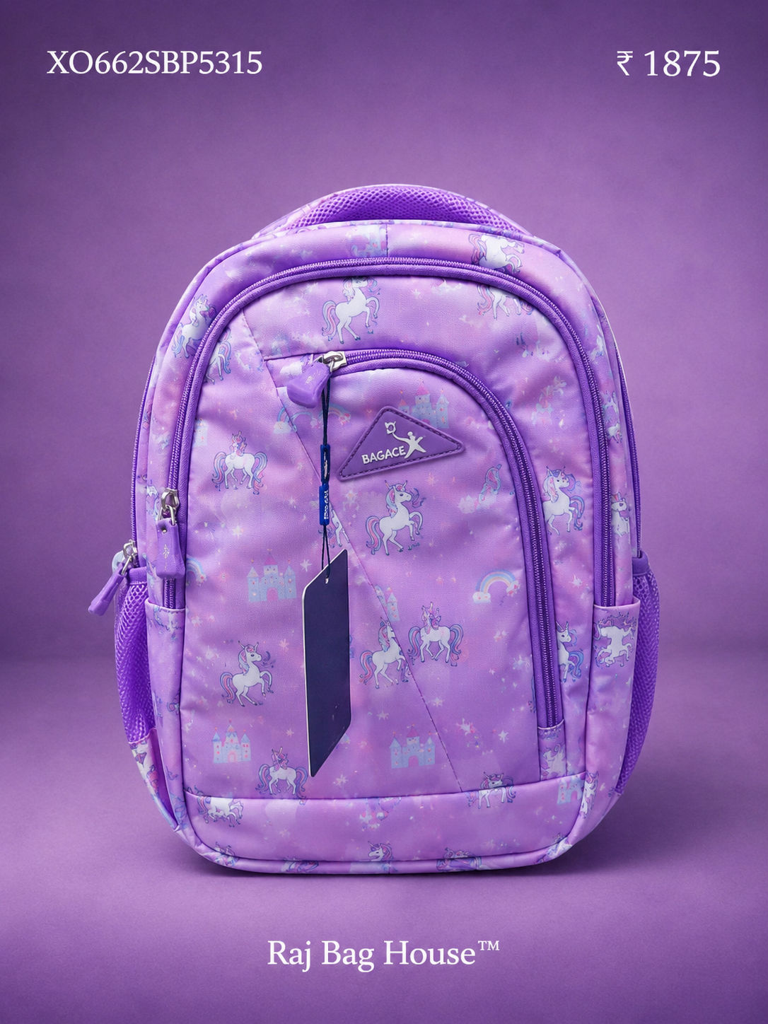 Baggage Girls School Backpack RB-26-BP-P1 - Purple