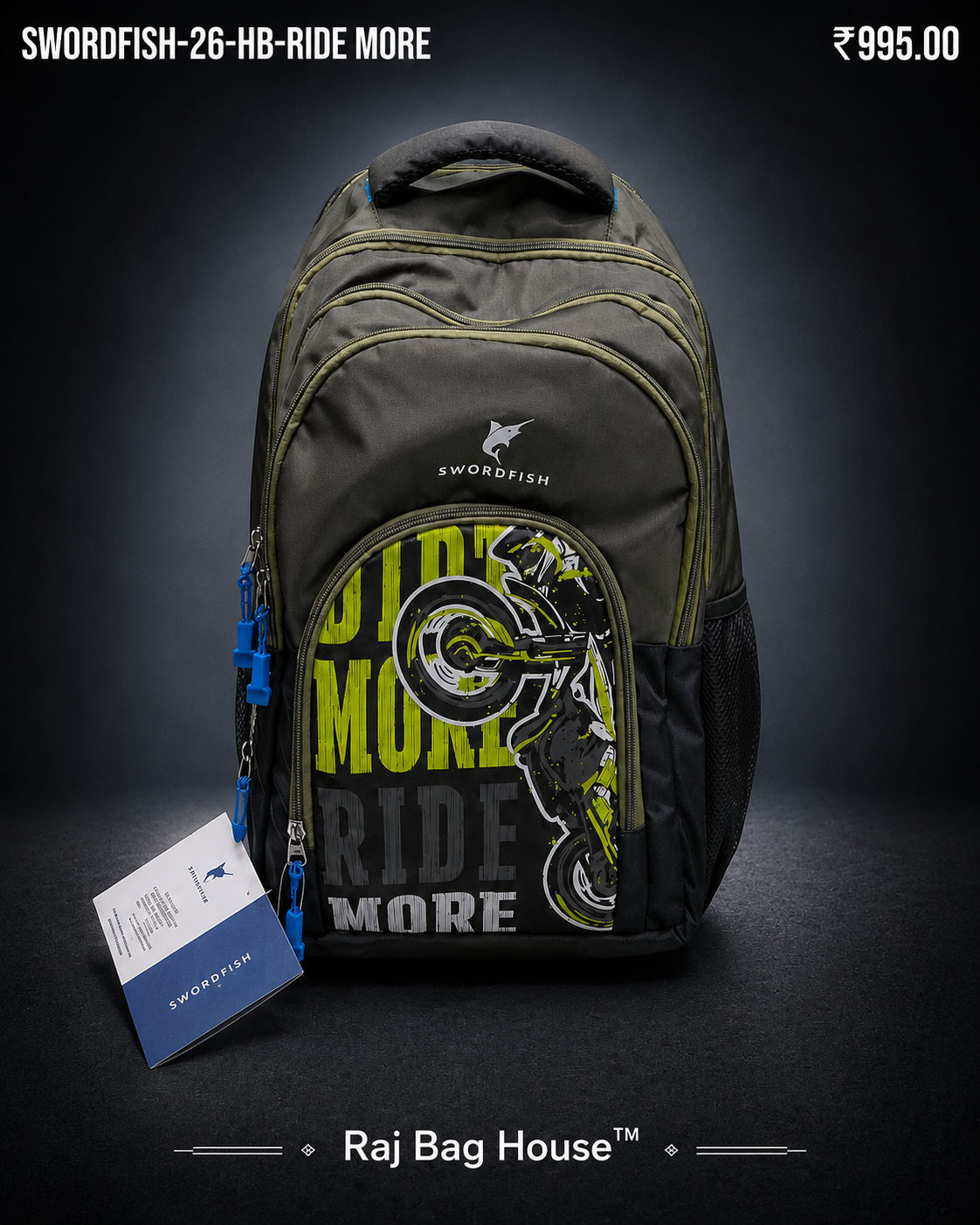 Swordfish Ridemore Large School Backpack – Green