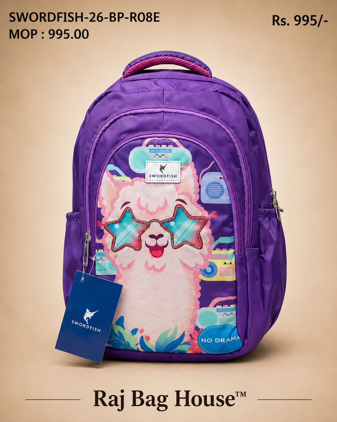 Highstyle School Backpack Lama - Purple