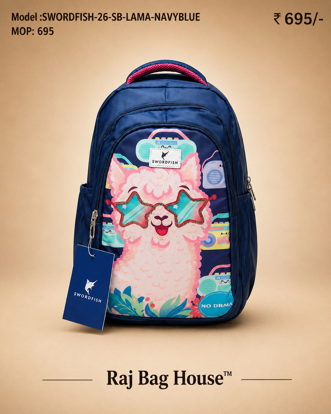 Highstyle School Backpack Lama - Navy Blue